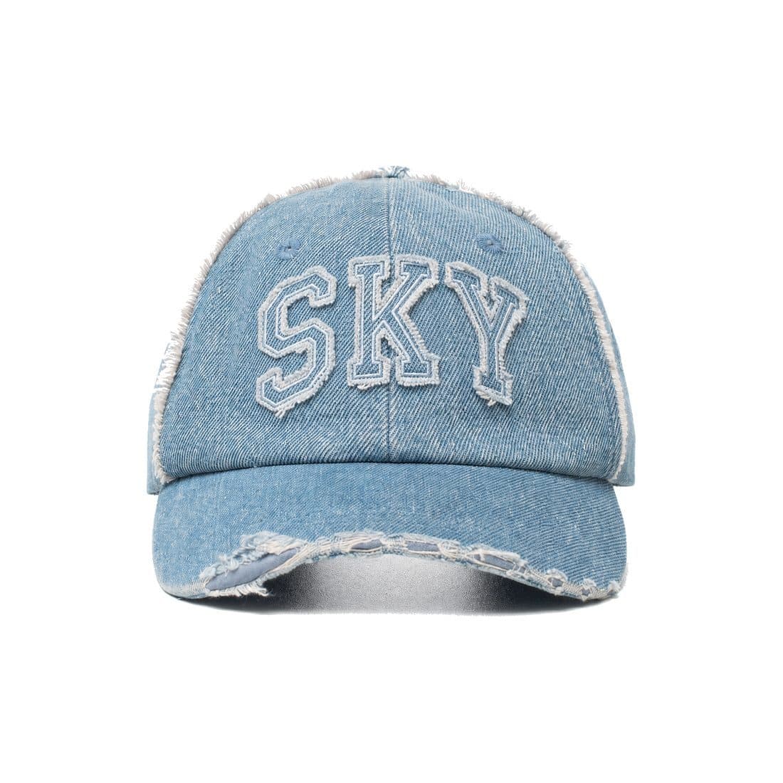 Frayed Seam Washed Denim Cap